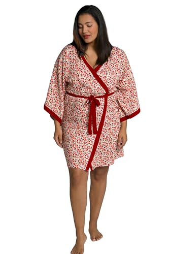 Ulla Popken Damen große Größen Übergrößen Plus Size Kimono, Blüten, Schalkragen, Bindegürtel paprikarot 42-48 804468520-1+ von Ulla Popken