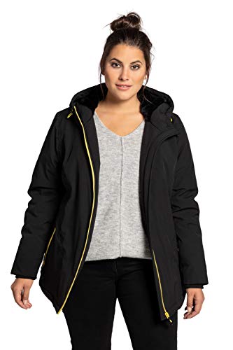 Ulla Popken Damen Kontrast Funktionsjacke mit kontrastfarbenen Details, wasserdicht, Schwarz, 42 Plus von Ulla Popken