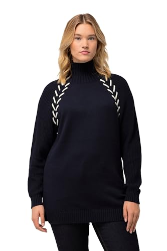 Ulla Popken Damen Kontrastnähten Pullover, Marine, 46 DE/48 DE von Ulla Popken