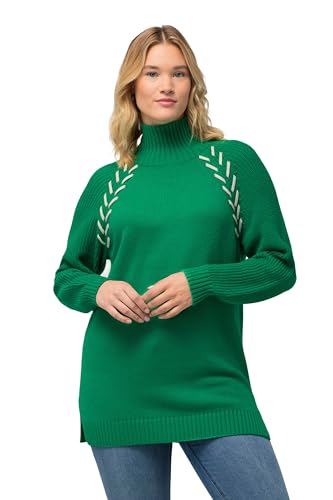 Ulla Popken Damen Kontrastnähten Pullover, smaragdgrün, 46/48 von Ulla Popken