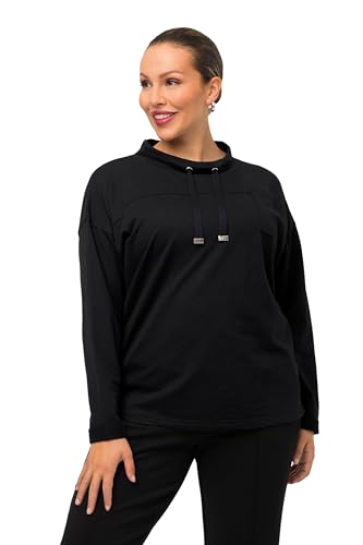 Ulla Popken Damen Kragen und Druck Sweatshirt, schwarz, 50-52 von Ulla Popken