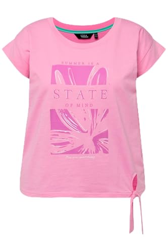 Ulla Popken Damen Kurzes Top zum Binden mit Druck, Oversized 829241 T-Shirt, hell pink, 54-56 von Ulla Popken