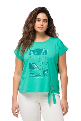 Ulla Popken Damen Kurzes Top zum Binden mit Druck, Oversized 829241 T-Shirt, türkisgrün, 54-56 von Ulla Popken