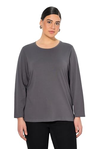 Ulla Popken Damen Langarm T-Shirts, Graphitgrau, 52-54 von Ulla Popken