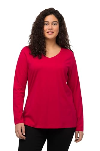 Ulla Popken Damen Langarm-v-shirt, Rot, 54-56 EU Ulla Popken Damen Langarm-v-shirt, Rot, 54-56 EU von Ulla Popken