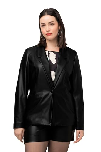 Ulla Popken Damen Lederimitat Blazer, schwarz, 58 von Ulla Popken