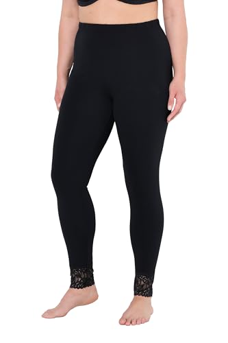 Ulla Popken Damen Leggings, Laceband, Schwarz, 45W / 32L EU von Ulla Popken