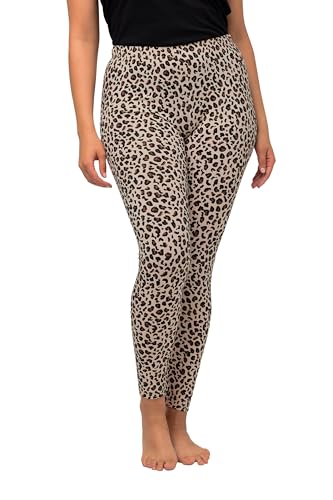 Ulla Popken Damen Leggings, Leoprint Jerseyleggings, Hellbeige,50/52 EU von Ulla Popken