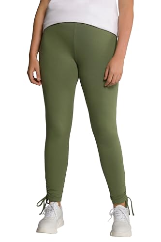 Ulla Popken Damen Leggings, Saumraffungen, Biobaumwolle Jerseyleggings, Victorian Mist, 36W / 32L von Ulla Popken