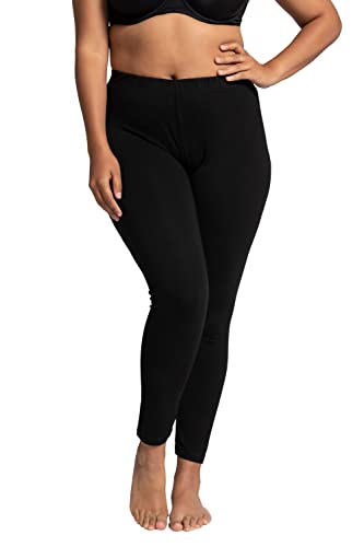 Ulla Popken Damen Leggings, Wadenlang, Schmales Bein, Elastikbund, Schwarz, 61W / 32L EU von Ulla Popken