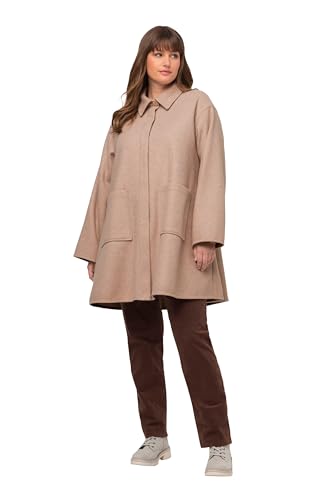 Ulla Popken Damen Leichte Lange Jacke A-Line Indoorjacken, beige, 50-52 von Ulla Popken