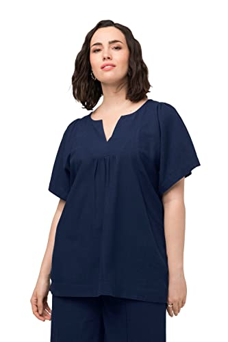 Ulla Popken Damen Leinenmix-Tunika Bluse, stahlblau, 42 von Ulla Popken