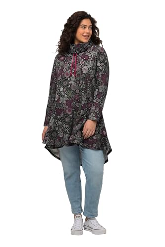 Ulla Popken Damen Long-Sweat mit Blumenprint Sweatshirt, magentapink, 46-48 von Ulla Popken