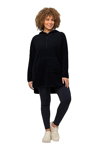 Ulla Popken Damen Long-Teddy-Fleecepullover, Kapuze, Zipper, Langarm Kapuzenpullover, Marine, 54-56 von Ulla Popken