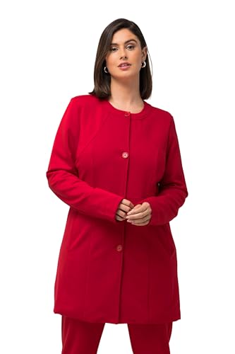 Ulla Popken Damen Longblazer, Ziernähte, Rundhals, Jersey Blazer, rot, 50-52 von Ulla Popken