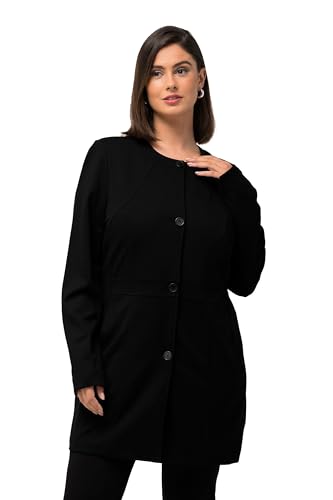 Ulla Popken Damen Longblazer, Ziernähte, Rundhals, Jersey Blazer, schwarz, 50-52 von Ulla Popken