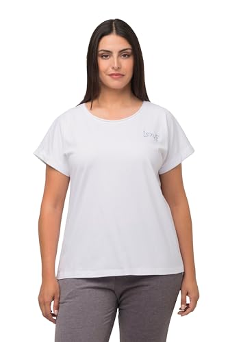 Ulla Popken Damen Loungewear, Oversized, Love Stickerei, Rundhals, Halbarm T-Shirt, schneeweiß, 58-60 von Ulla Popken
