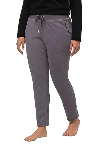 Ulla Popken Damen Loungewear, schmales Bein, Elastikbund, Rollkante Hose, anthrazit, 42-44 von Ulla Popken