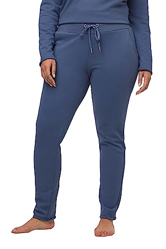 Ulla Popken Damen Loungewear-Sweathose, extraweich, Rippbund Hose, helles segelblau, 58-60 von Ulla Popken