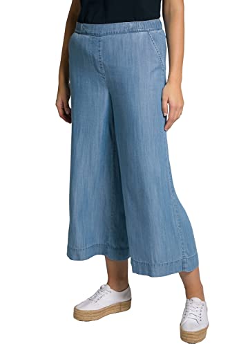 Ulla Popken Damen Lyocell Culotte, Denim Look, Comfort Waistband, Marlene Shape L ssige Hose, Light Blue Denim, 46 EU von Ulla Popken