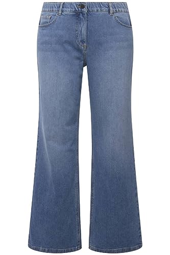 Ulla Popken Damen Marlenejeans Mary, Weites Bein, Komfortbund, Biobaumwolle Jeans Denim, Blue Denim, 40W / 32L EU von Ulla Popken