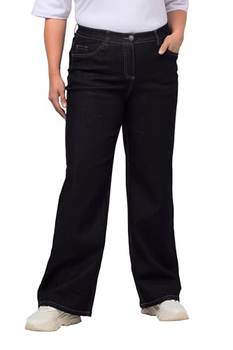 Ulla Popken Damen Weite Flared Jeans, Dark Blue Denim, 50 EU von Ulla Popken