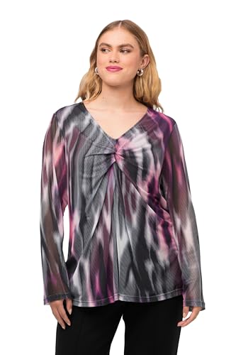 Ulla Popken Damen Meshshirt verschwommener Druck T-Shirt, Pflaume, 46-48 von Ulla Popken