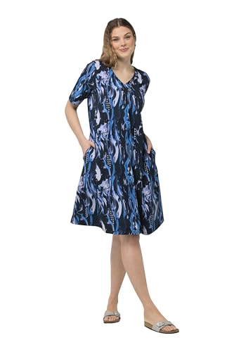 Ulla Popken Damen Midikleid, Bedruckt, mit Knopf am Ausschnitt 832018 Kleid, Blau, 46-48 von Ulla Popken