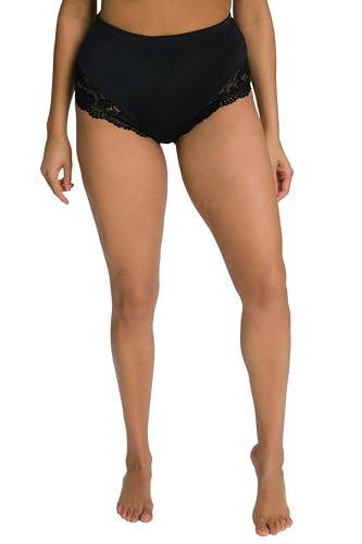 Ulla Popken Damen Midislip, Transparente Spitze, Hinten Gerafft Slip, Schwarz, 58-60 von Ulla Popken