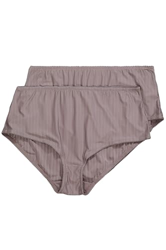 Ulla Popken Damen Midislips, 2er-Pack, Nadelstreifen, höher geschnitten Slip, Betongrau, 46-48 von Ulla Popken