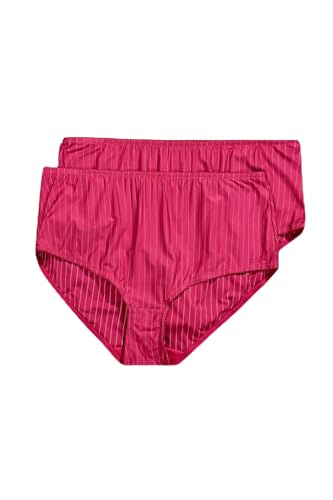 Ulla Popken Damen Midislips, 2er-Pack, Nadelstreifen, höher geschnitten Slip, Fuchsia, 54-56 von Ulla Popken