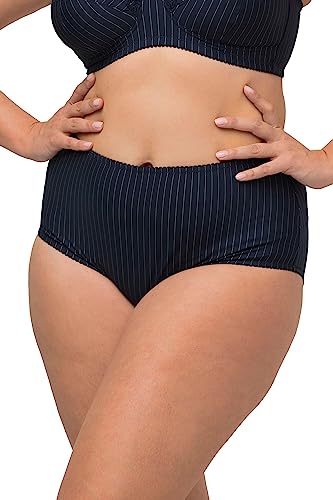 Ulla Popken Damen Midislips, 2er-Pack, Nadelstreifen, höher geschnitten Slip, Nachtblau, 58-60 von Ulla Popken