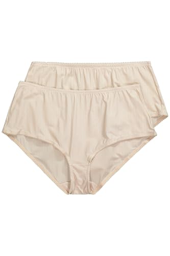 Ulla Popken Damen Midislips, 2er-Pack, Nadelstreifen, höher geschnitten Slip, Perlweiß, 46 von Ulla Popken