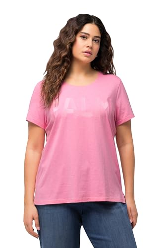 Ulla Popken Damen Mit Schriftzug, Regular 829260 T-Shirt, Hell Pink, 42-44 EU von Ulla Popken