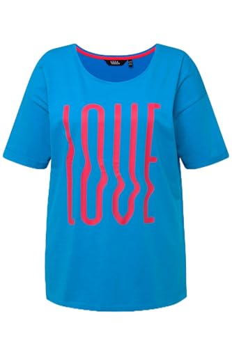 Ulla Popken Damen Mit Schriftzug Druck, Oversize Dori 829291 T-Shirt, Saphirblau, 42-44 EU von Ulla Popken