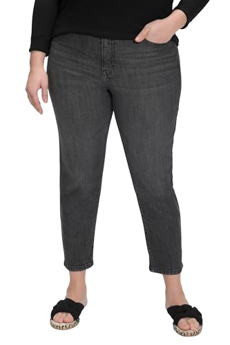 Ulla Popken Damen Mom-Jeans, 5-Pocket-Schnitt, Komfortbund Jeans Denim, Schwarz, 50 Große Größen EU von Ulla Popken