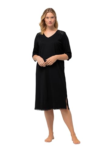 Ulla Popken Damen Nightdress Embroidery Nachthemd, schwarz, 42/44 von Ulla Popken