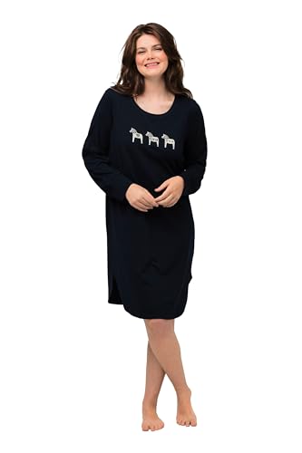 Ulla Popken Damen Nightdress with Placement horseprint Nachthemd, Marine, 46-48 von Ulla Popken