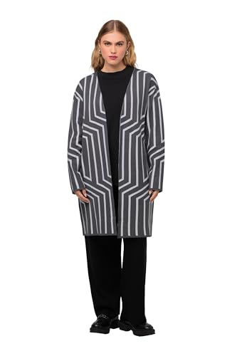 Ulla Popken Damen Offene Jaquard Cardigan, mittel grau Melange, 58-60 von Ulla Popken