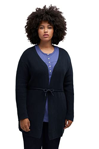 Ulla Popken Damen Open Cardigan in Rib Knit Strickjacke, Marine, 50-52 EU von Ulla Popken