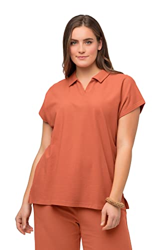 Ulla Popken Damen Oversized Poloshirt, Koralle, 42-44 von Ulla Popken