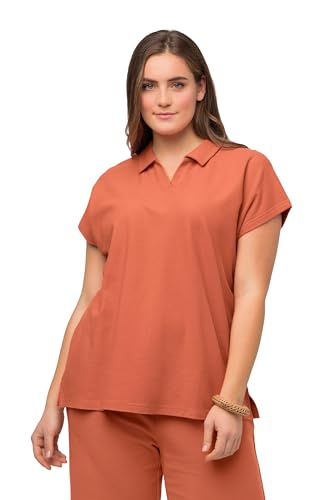 Ulla Popken Damen Oversized Poloshirt, Koralle, 50-52 von Ulla Popken