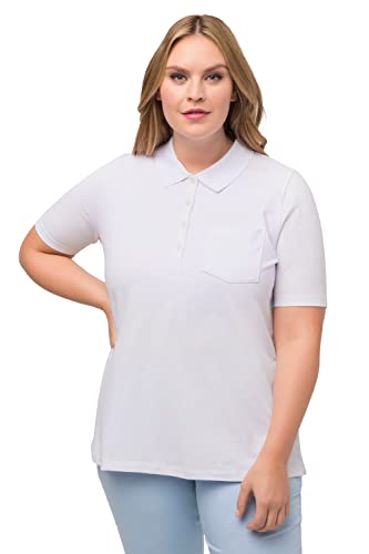 Ulla Popken Damen Poloshirt Landhaus, Classic Polohemd, Schneeweiß, 46-48 von Ulla Popken