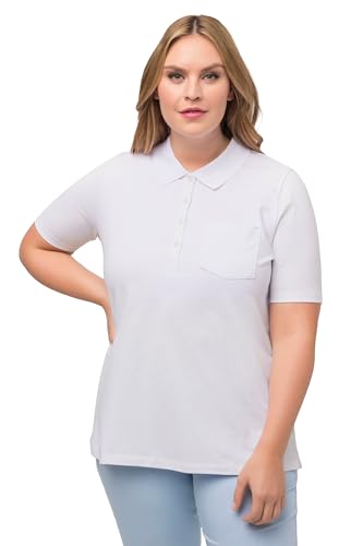 Ulla Popken Damen Poloshirt Landhaus, Classic Polohemd, Schneeweiß, 58-60 von Ulla Popken