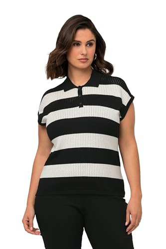 Ulla Popken Damen Pullunder, Ajourmuster, Streifen, Polokragen, ärmellos Pullover, schwarz, 54-56 Ulla Popken Damen Pullunder, Ajourmuster, Streifen, Polokragen, ärmellos Pullover, schwarz, 54-56 von Ulla Popken