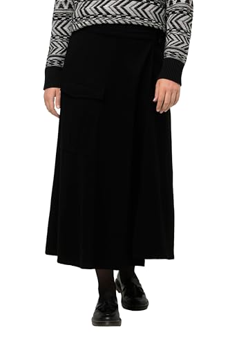 Ulla Popken Damen Punto di Roma wrap Skirt with Utility Pocket Rock, schwarz, 42-44 von Ulla Popken