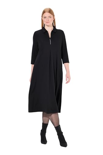 Ulla Popken Damen Puntokleid, Glitzer-reißverschluss, 3/4-arm Kleid, Schwarz, 54-56 EU von Ulla Popken