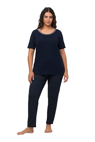 Ulla Popken Damen Pyjama, Dots Pyjamaset, Nachtblau, 42-44 von Ulla Popken