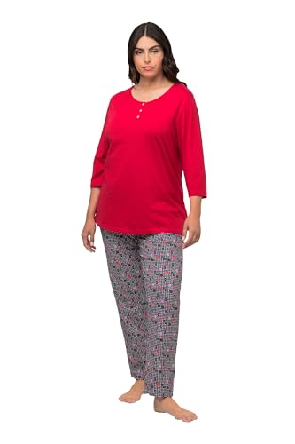 Ulla Popken Damen Pyjama, Houndstooth Schlafanzüge, Salsa, 42-44 von Ulla Popken