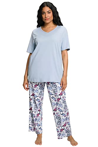 Ulla Popken Damen Pyjama, Owl Pyjamaset, quellenblau, 42-44 von Ulla Popken